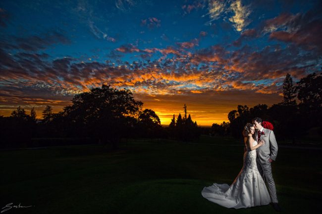 sunset wedding photo