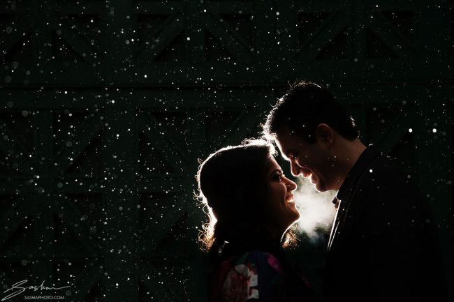 rainy day engagement session
